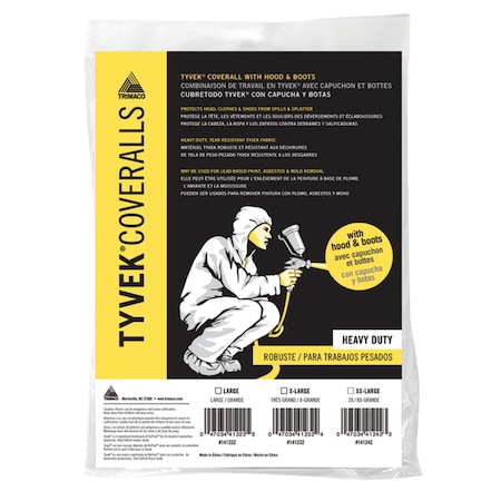 Trimaco Dupont Tyvek Coverall with Hood and Boots White L 1 pk 141222/12